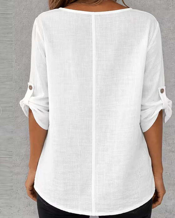 Bluse Solid Casual Knapp
