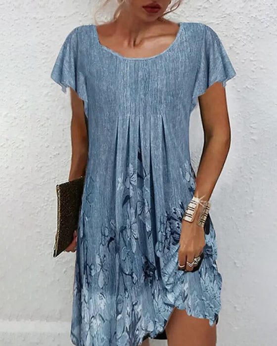 Kjole Rysyet Ermer Trykt