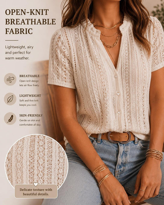 Bluse Utskåret Cardigan Kortermet