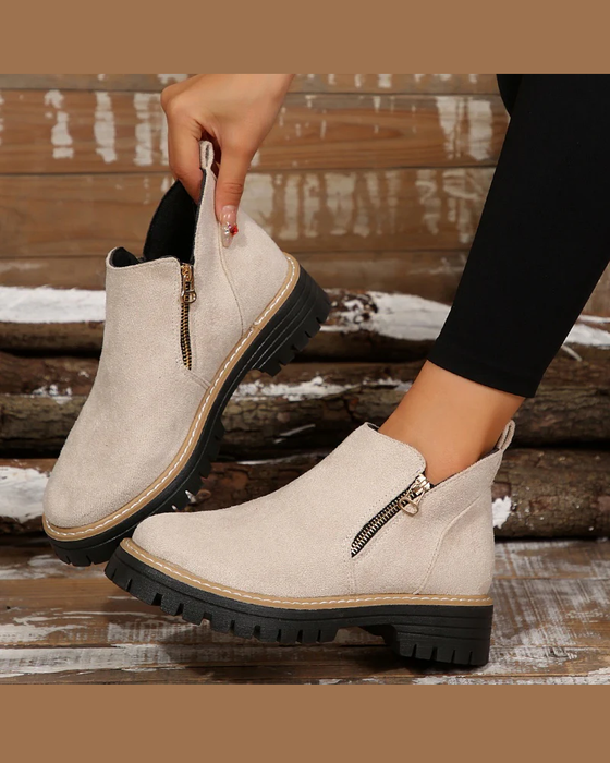 🔥Høst- Og Vintergodterier🔥Dame Støvler Med Rund Tå Og Glidelås I Siden