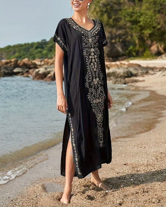 Kjole Etnisk Stil Retro Kortermet