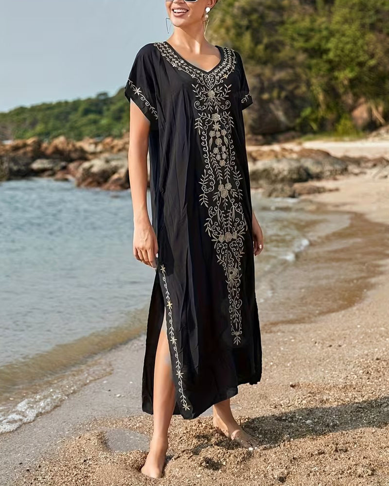 Kjole Etnisk Stil Retro Kortermet