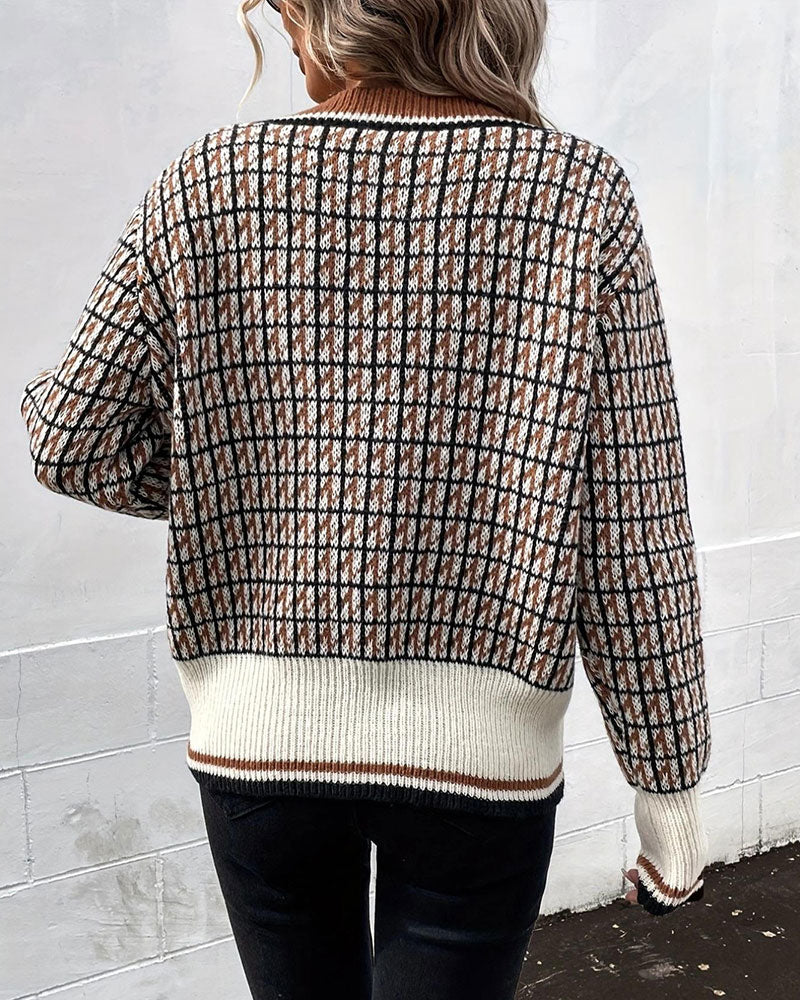 Cardigan Vintage Rutet Knapprekke