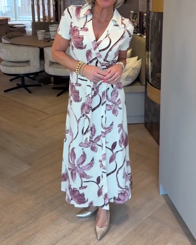 Kjole Blomstret Trykk V-Hals