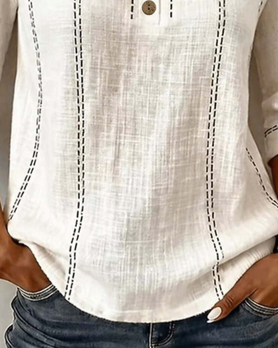 Bluse Albuelang Erme Halvknapp Linje