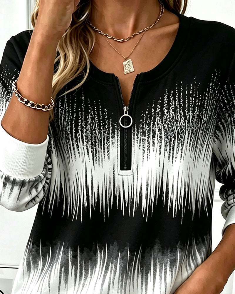 Sweatshirt Glidelås Rundhalset Ombre