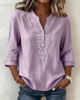 Skjorte Kunstnerisk Lin Trykk