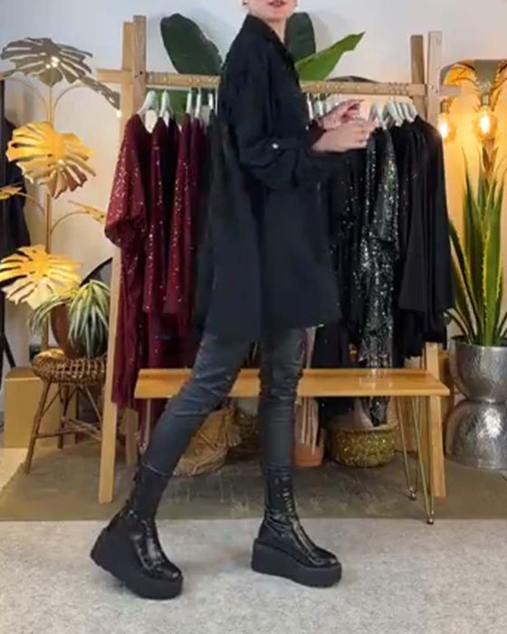 Skjorte avslappet paljett med løs temperament