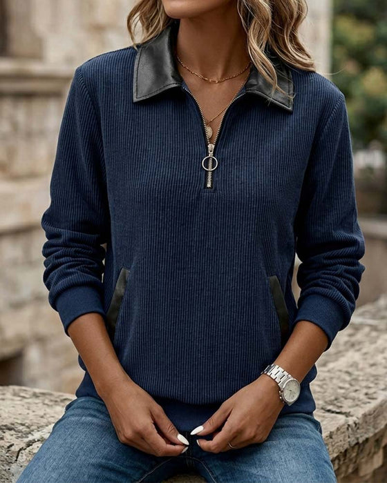 Sweatshirt Slag Glidelås Lang Erme