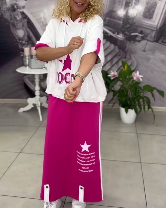 Sett Med Hette Snøring Trykt Skjørt