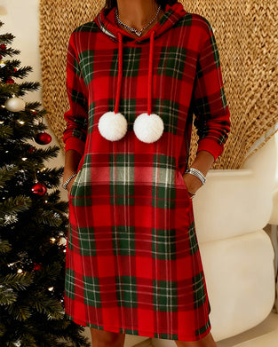 Kjole Med Hette Dusk Rutet