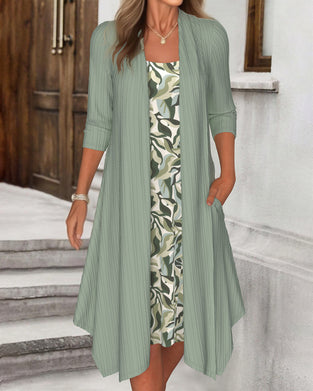 Kjole Uregelmessig Falsk Todelt Trykt