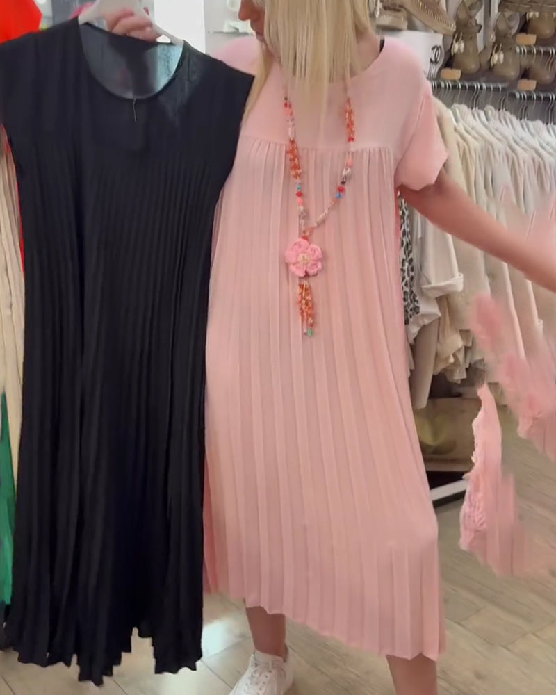 Kjole Plissert Løs Plussstørrelse