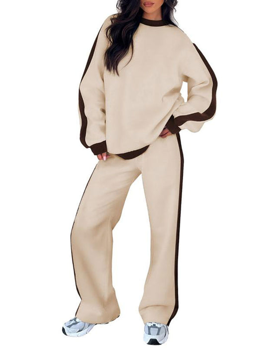 Sett Side Fargeblokk Rund Hals Sweatshirt