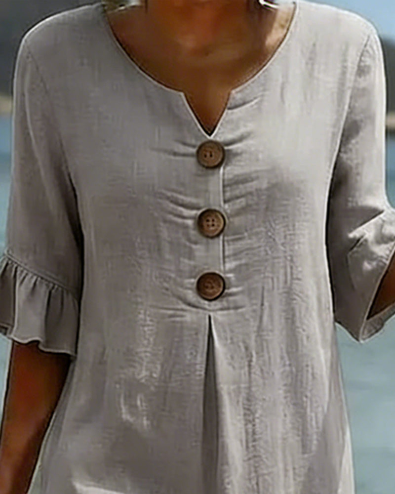 Kjole Knepp Rynkete Erm 100% Bomull