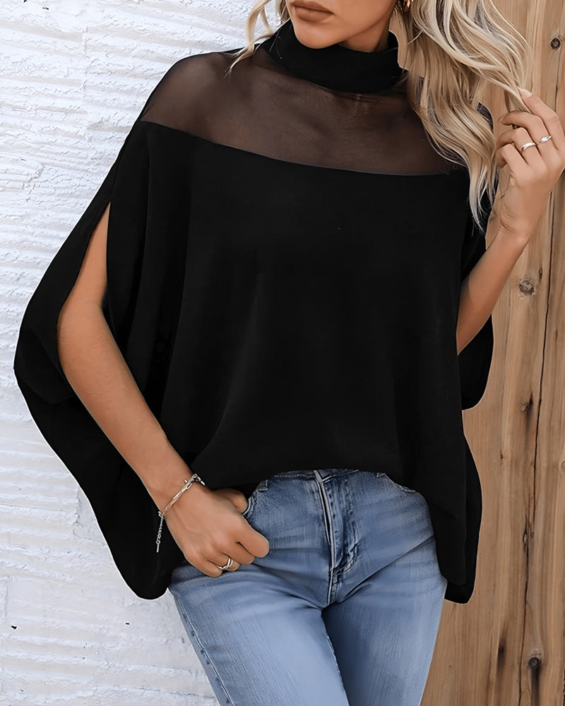 Bluse Gjennomsiktig Cold Shoulder Dolmanerme