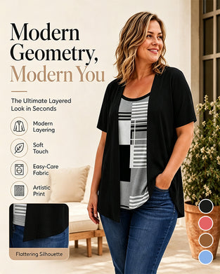 Bluse Patchwork Falsk Todelt