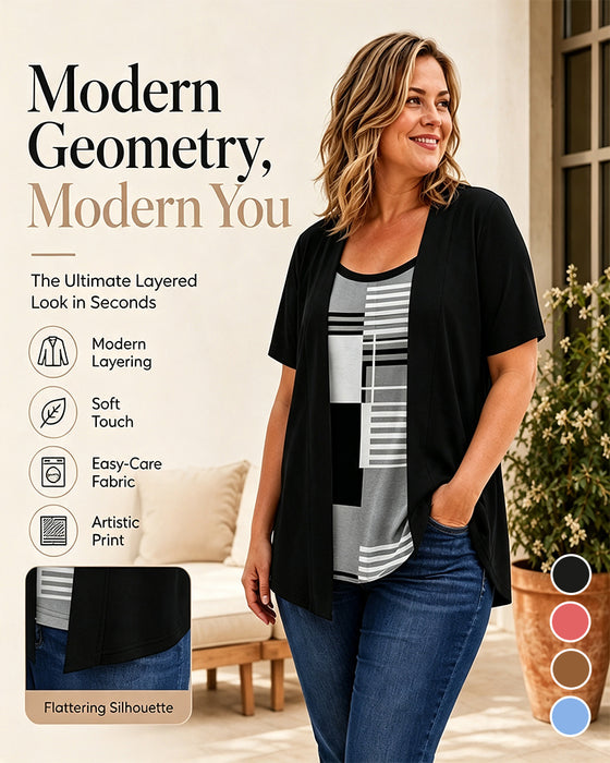 Bluse Patchwork Falsk Todelt
