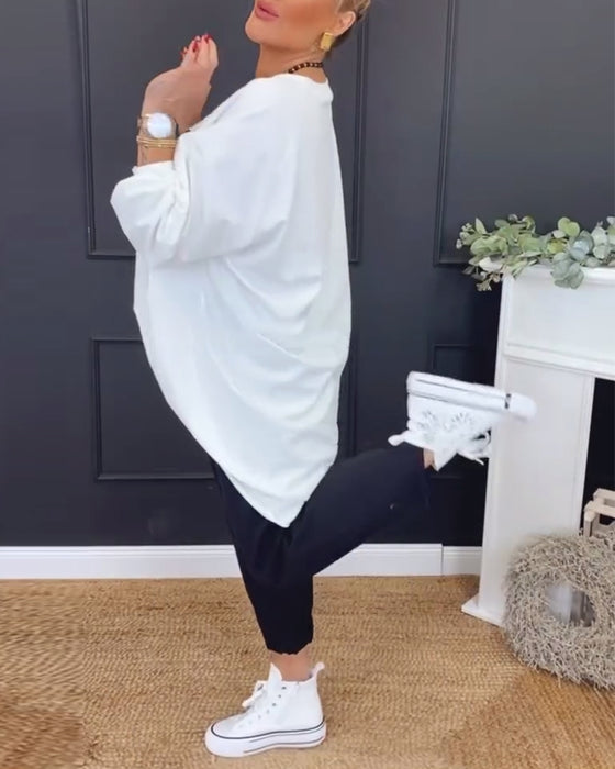 Topp Rund Hals Uregelmessig Bokstavtrykk