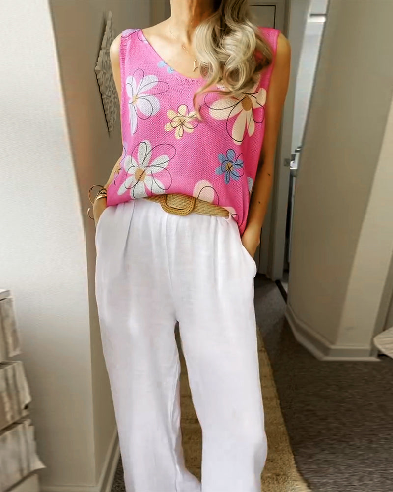 Ermeløs Blomstrete Genser Uten Lukking