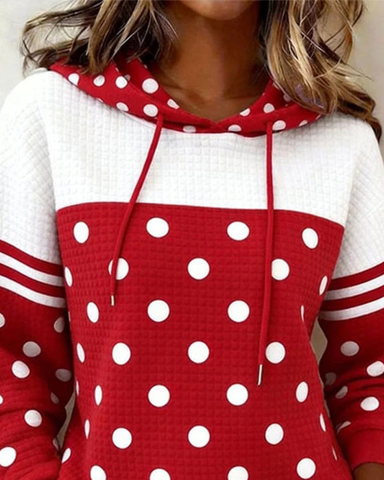 Hoodie Prikket Fargeblokk Snøring