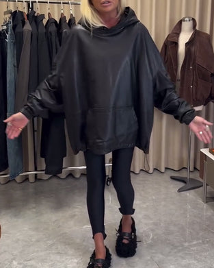 Løs Hettegenser I Pu-Skinn