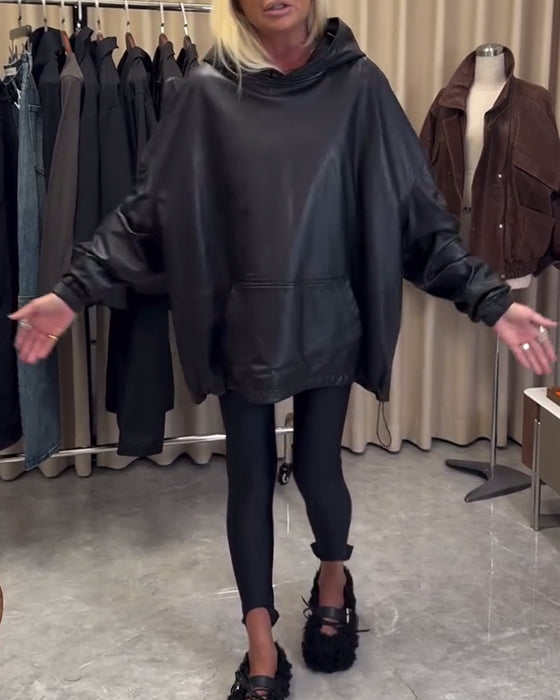 Løs Hettegenser I Pu-Skinn