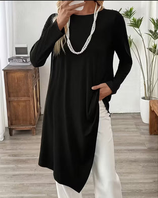 Top Asymmetrisk Midjelangt Ensfarget