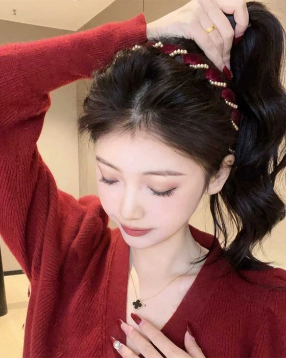 Hårbånd Vintage Høy Kranium Kunstperle