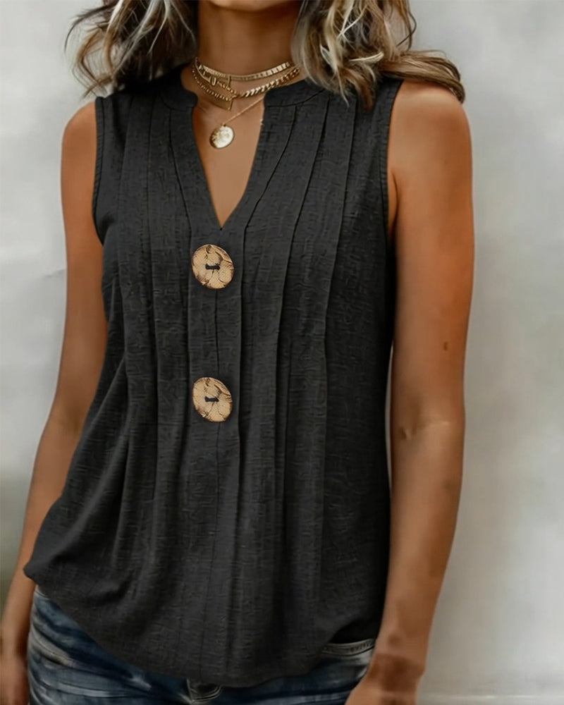 Singlet V-Hals Plissert Ermsløs