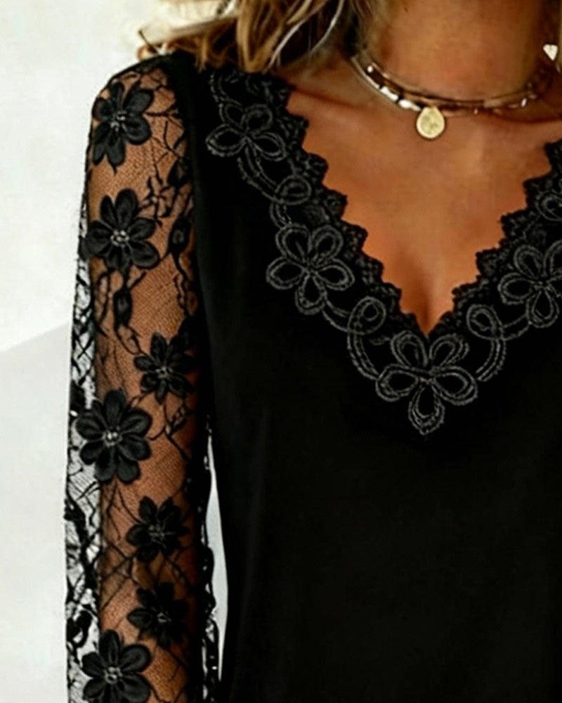 Stilfull Langermet Topp Med V-Hals