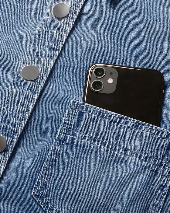 Skjorte Trykknapp Denim Lanterne Erme Løs