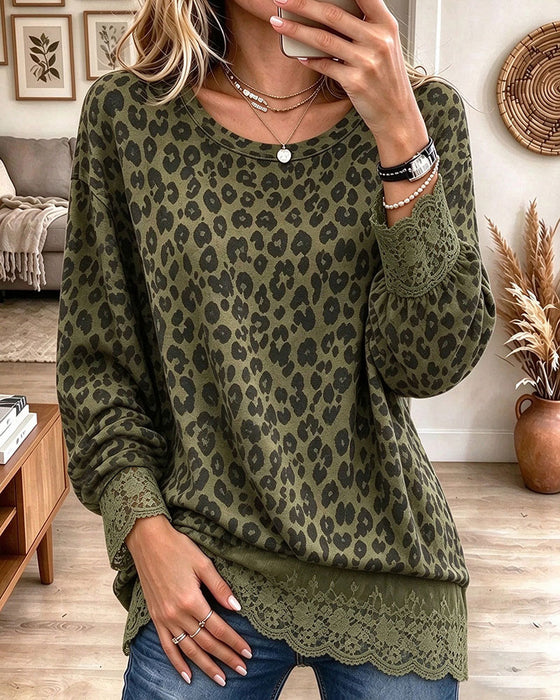 Bluse Blondepanel Leopardtrykk