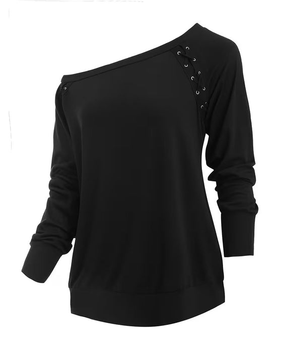 Bluse Stilig En-Skulder Knyte