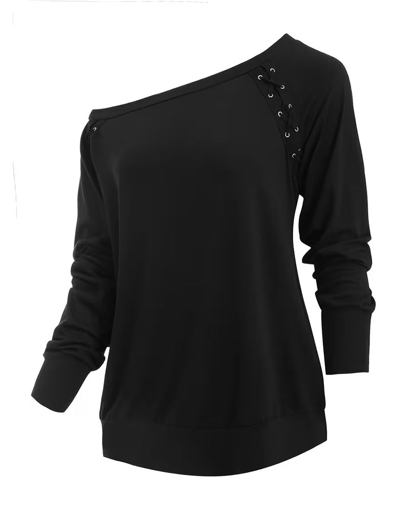 Bluse Stilig En-Skulder Knyte