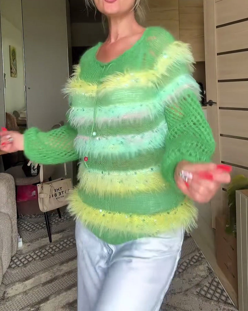 Overgangsfarge Hullstrikket Rundhalset Genser