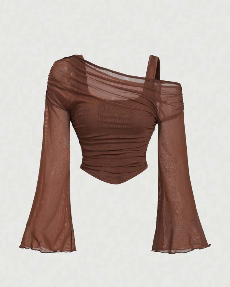 Bluse Nett Rynket Lang Erme Cami