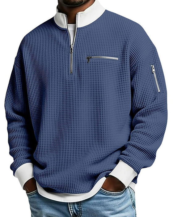 Sweatshirt Ståkrage Kontrasterende Glidelås