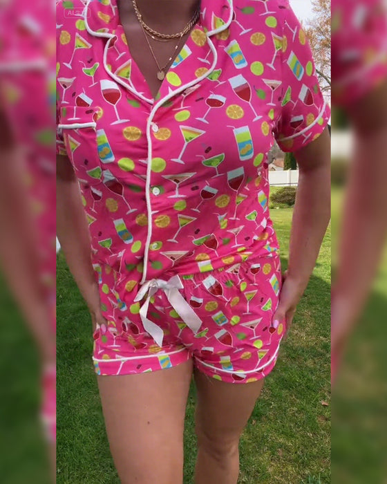 Todelte Sett Vinflaske Trykk Casual