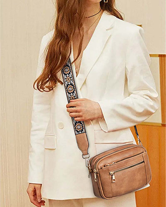 Multifunksjonell crossbody-veske med glidelås