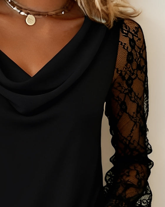 Topp Med Drapert Krage Og Lappetæktsdetaljer