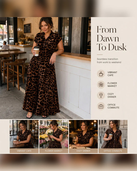 Kjole Avslappet Leopard Maxi