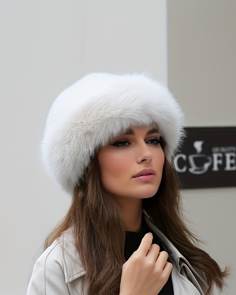 Damehatt I Mongolsk Stil Med Tykt Og Varmt Plysjmateriale