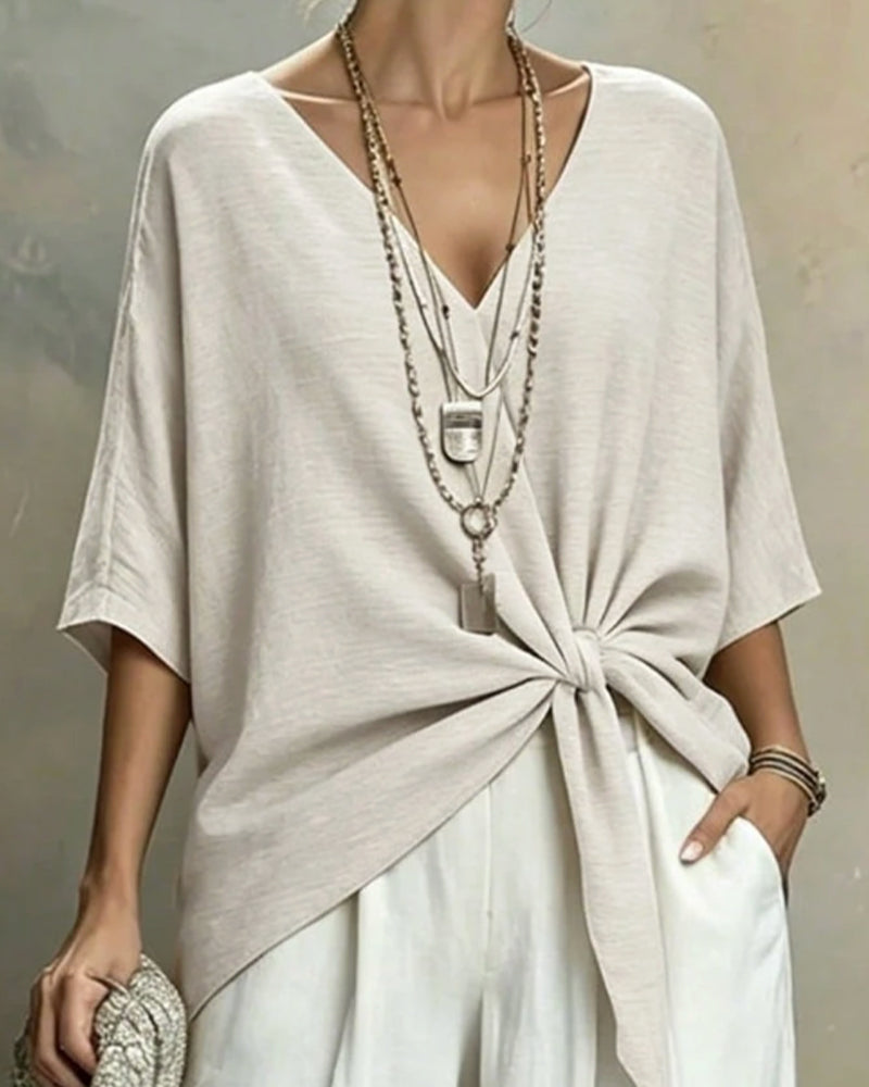 Bluse V-Hals Flaggermus Erm