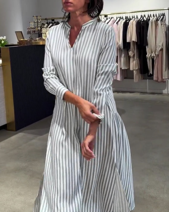 Kjole Stripete Sidesplitt Maxi