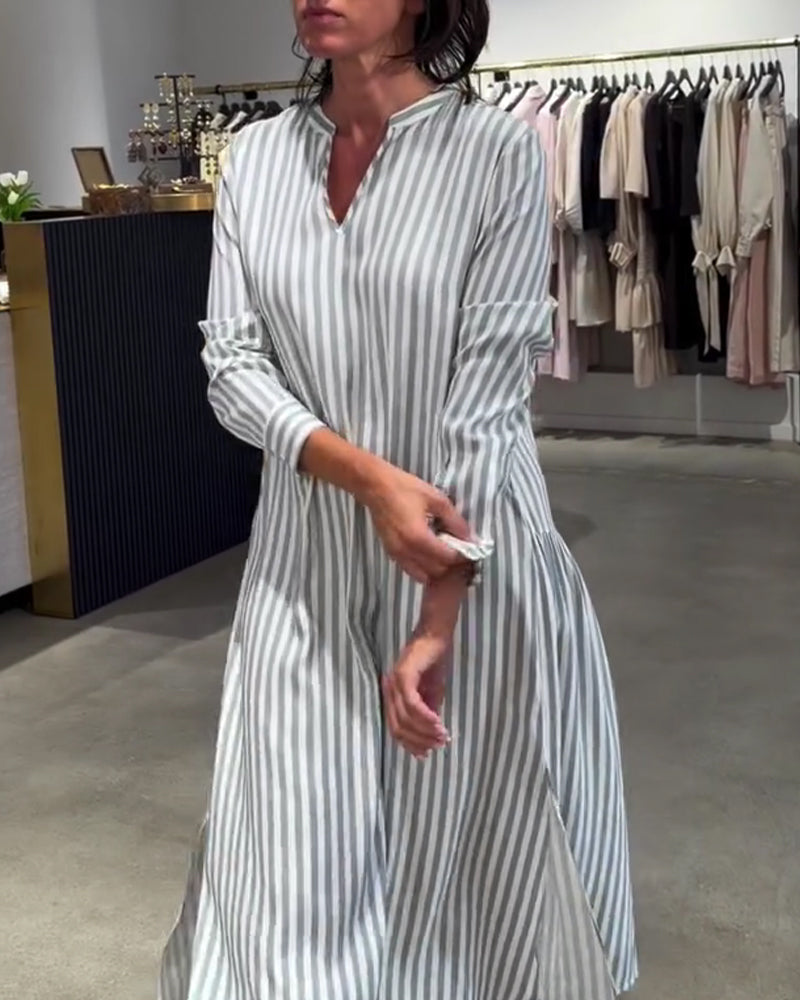 Kjole Stripete Sidesplitt Maxi