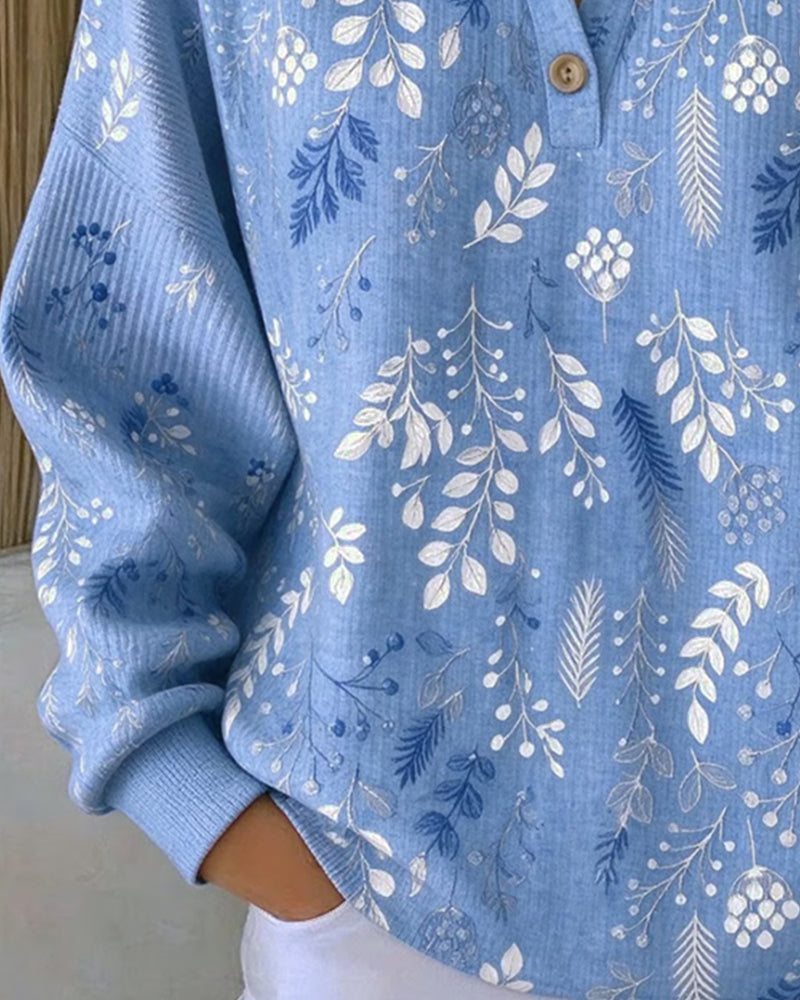 Sweatshirt Vaffel Henry Krage Blomstermønster