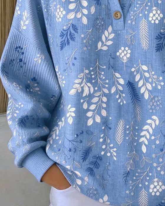 Sweatshirt Vaffel Henry Krage Blomstermønster