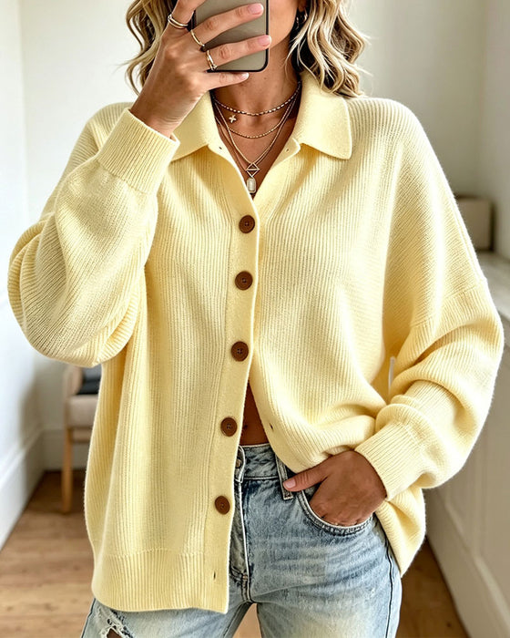 Cardigan Jakkeslag Knappet Nedfelt Erme