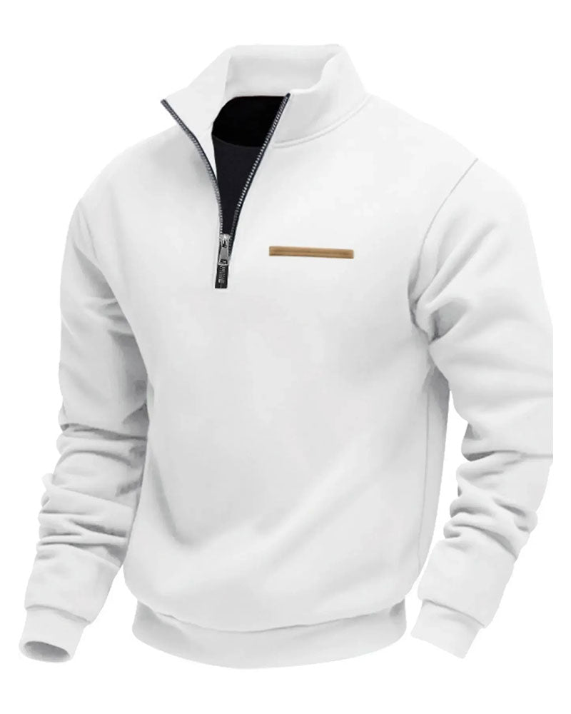Sweatshirt Ensfarget Ståkrage Glidelås